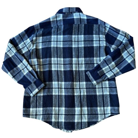 Vintage 70's Sears Navy White Plaid Flannel button down size XL Tall - Picture 15 of 16